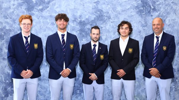 Fabian Lang, Christoph Bleier, Captain Tobias Schmied, Maximilian Steinlechner and Coach/Manager Ulf Wendling Eisenhower Trophy at Le Golf National,