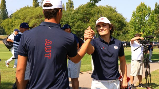 Christoph Bleier of Austria Team Gratulation an Maximilian Steinlechner